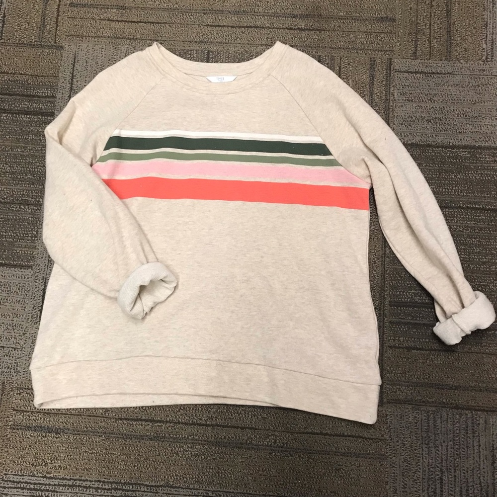 Striped cream crew neck